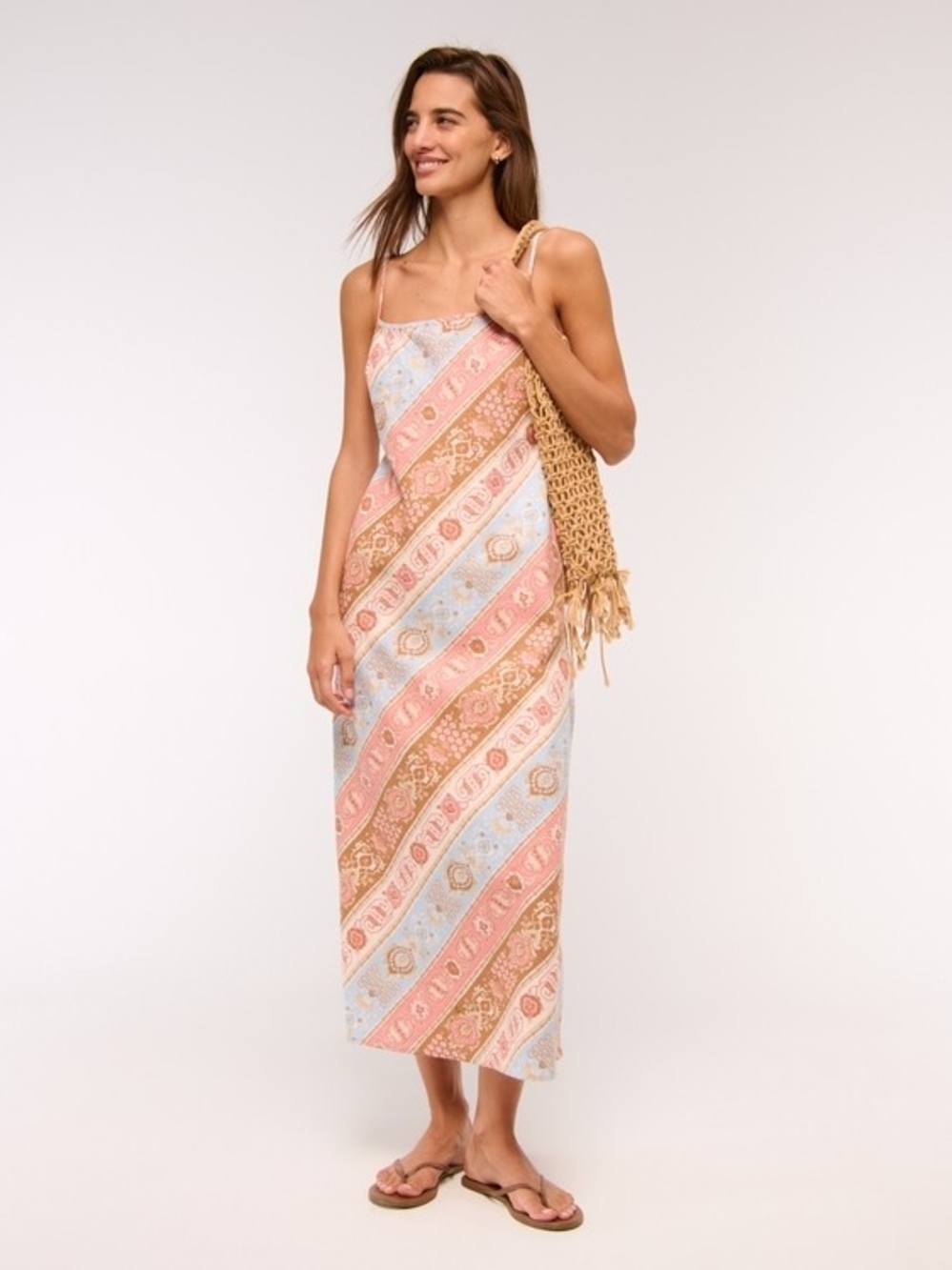 The A&F Julia Slip Linen-Blend Midi Dress Petite